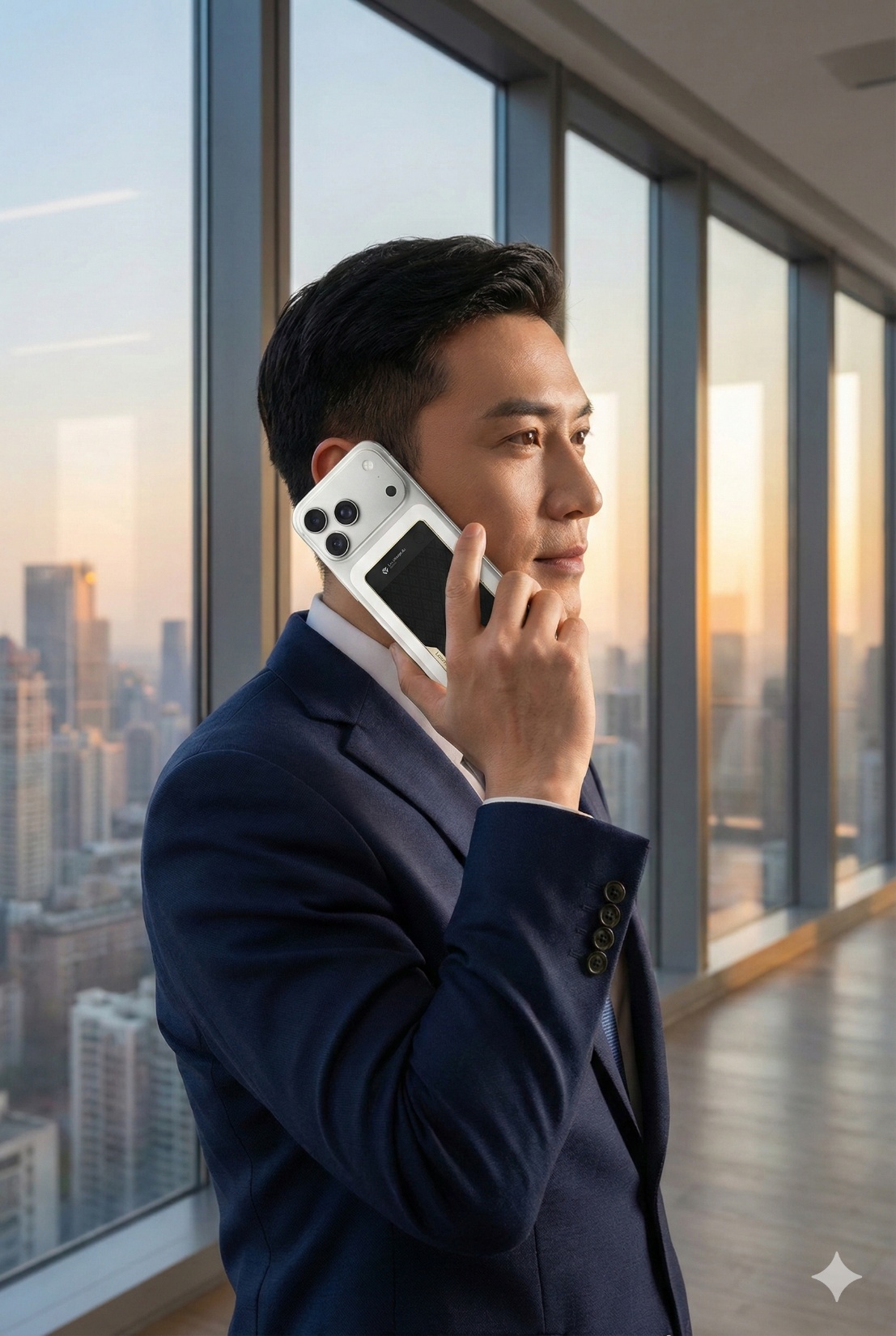 A business leader using Leadeep AI for high-level communication